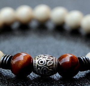 Natural Fossil and Tiger's Eye Stretch Bracelet