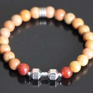 Wood Lace and Carnelian Stretch Bracelet