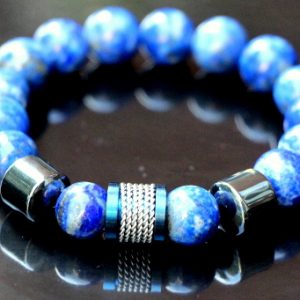 Lapis Lazuli and Hematite Stretch Bracelet