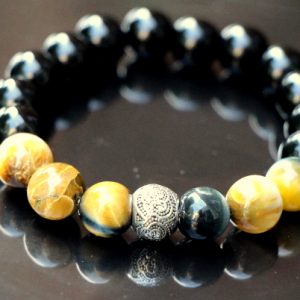 Yellow/Blue Tigers Eye Stretch Bracelet