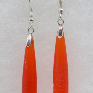 Red Sea Glass Earrings with Sterling Silver Pinch Bails