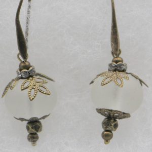 White Sea Glass Earrings