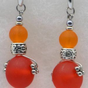 Red and Orange Sea Glass Earrings