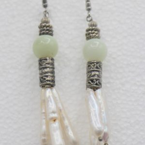 Pearl with Jade Statement Earrings