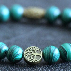 Tree of Life Malachite Stretch Bracelet