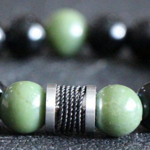 Canadian Jade & Black Onyx Stretch Bracelet