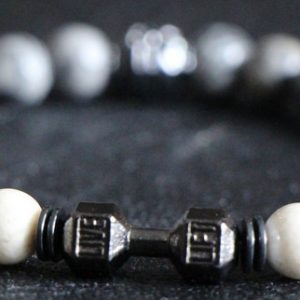 Marble and Fossil Coral Stretch Bracelet