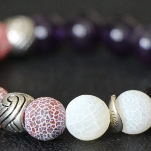 Amethyst and Spider Web Jasper Stretch Bracelet