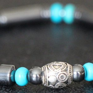Turquoise and Hematite Stretch Bracelet