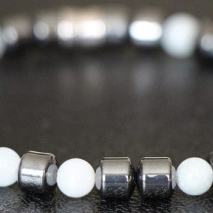 Hematite and Aquamarine Stretch Bracelet