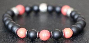 Agate and Red Jasper Stretch Bracelet