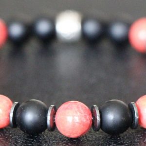 Agate and Red Jasper Stretch Bracelet