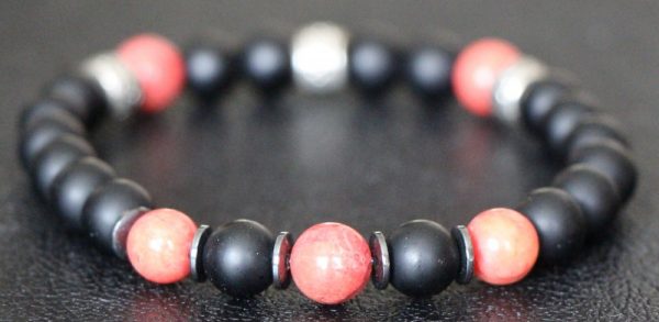 Agate and Red Jasper Stretch Bracelet