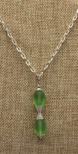 Green Sea Glass Pendant Necklace