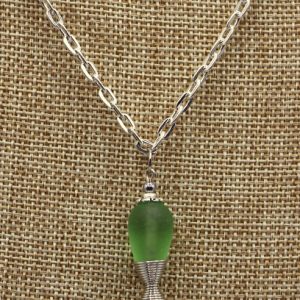 Green Sea Glass Pendant Necklace