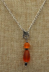 Orange Sea Glass Pendant Necklace