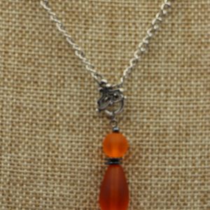 Orange Sea Glass Pendant Necklace