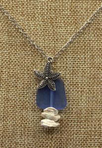 Pearl and Sea Glass Pendant Necklace