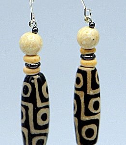 Tibetan Style dZi Beads and turquoise earrings