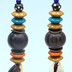 Purple ring top cowry shell earrings