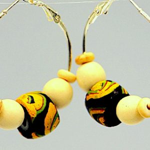 Millefiori Venetian trade bead hoop earrings