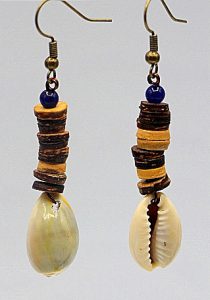 Golden Rain Top Cowry Shell Earrings