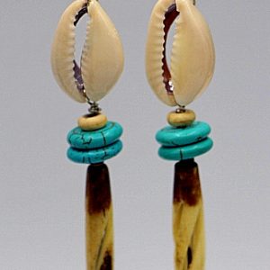Hand carved bone with cowry shell earrings