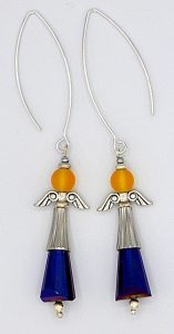Electroplated glass angel earrings