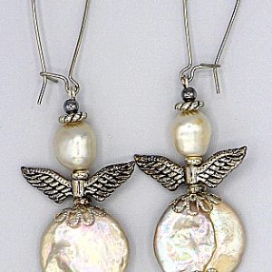 Pearl angel earrings