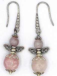 Rose quartz crystal earrings