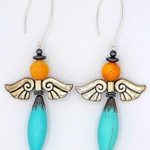 Howlite and jade angel earrings