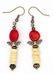 Coral angel earrings