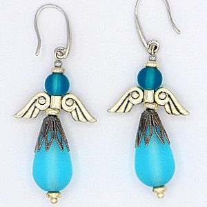 Cultured sea glass angel earrings