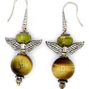 Yellow tigers eye angel earrings