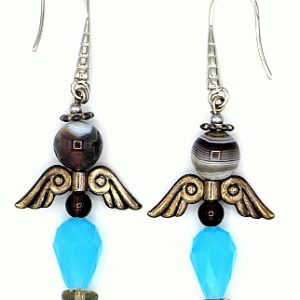 Chalcedony and Botswana agate angel earrings