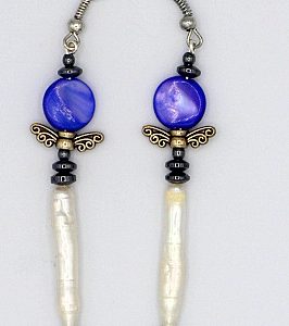 Pearl and mother of pearl angel earrings