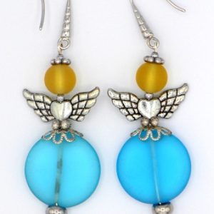 Cultured sea glass angel earrings