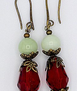 Jade and quartz crystal drop earrings.