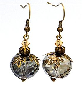 Clear faceted glass drop earrings