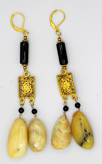 Yellow opal chandelier earrings
