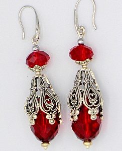 Ruby red gemstone earrings