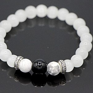 White cat's eye opal stretch bracelet