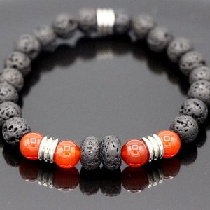 Lava stone and carnelian stretch bracelet