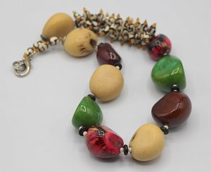Tagua Nuts and Mud Cloth Necklace