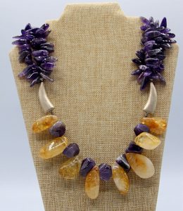 Chunky Amethyst and Citrine Necklace