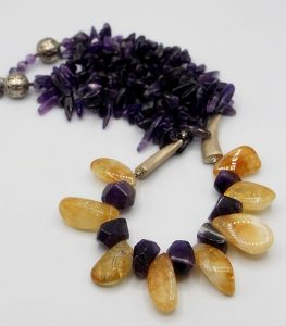 Chunky Amethyst and Citrine Necklace