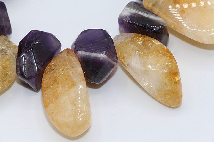 Chunky Amethyst and Citrine Necklace