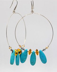 Howlite and Tibetan Prayer Beads Hoop Earrings