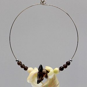 Mother of Pearl and Smoky Quartz Hoops