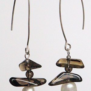 Fresh Water Pearls with Smoky Quartz Drop Earrings